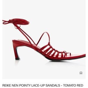 REIKE NEN POINTY LACE-UP SANDALS - TOMATO RED - NWT